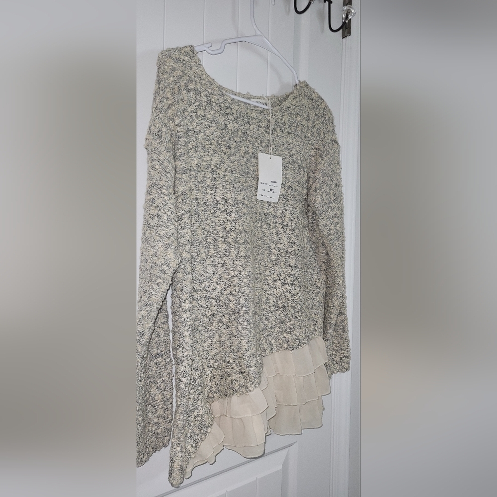 Miracle Cream Blouse with Bateau Neckline and 3/4 Sleeves
